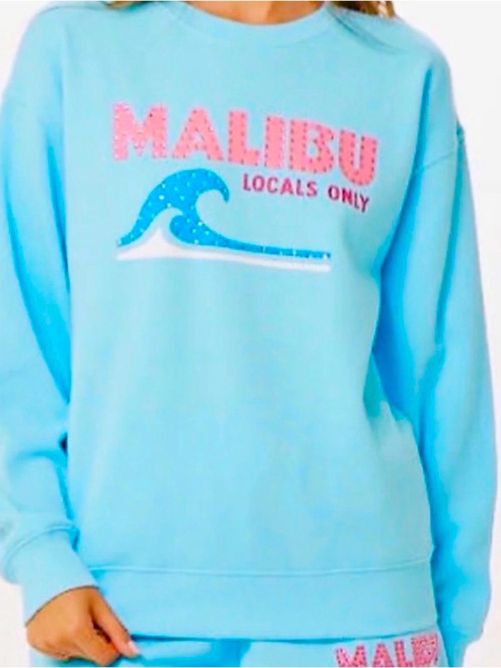 🩷🩵 Oversized Vintage Havana Tropical Blue Malibu Jet Setter Surf Wash Crewneck